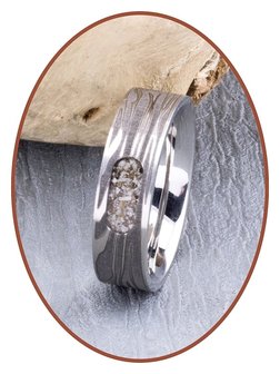 JB Memorials Edelstahl Asche Ring mit Damaskus Muster - RB044DAM