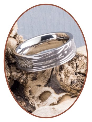 JB Memorials Edelstahl Asche Ring mit Damaskus Muster - RB044DAM