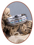 JB Memorials Naturline Abalone Shell Wolfram Duo Asche Ring - WR007