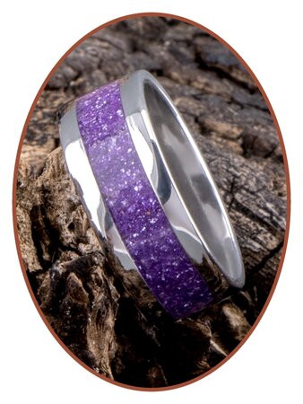 JB Memorials Edelstahl Design Unisex Asche Ring 'Magic Violet' - CRA011