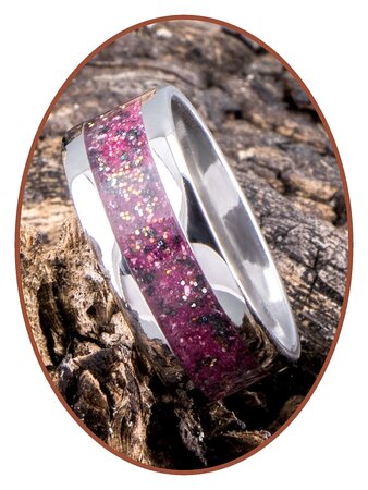 JB Memorials Edelstahl Design Unisex Asche Ring 'Rose Red/Pink' - CRA009