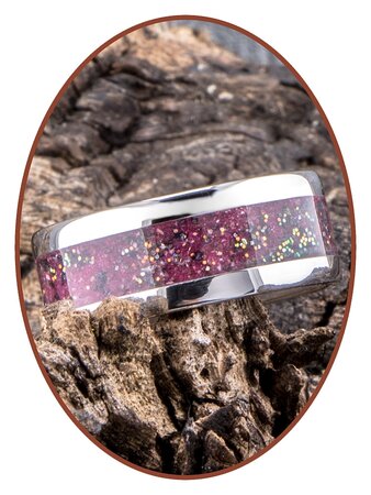 JB Memorials Edelstahl Design Unisex Asche Ring 'Rose Red/Pink' - CRA009