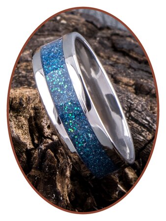 JB Memorials Edelstahl Design Unisex Asche Ring 'Bright Blue Green' - CRA008