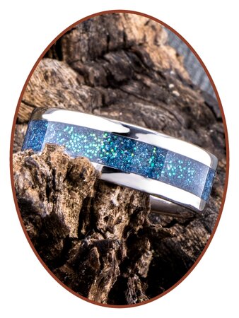 JB Memorials Edelstahl Design Unisex Asche Ring 'Bright Blue Green' - CRA008