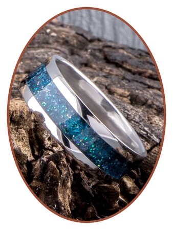 JB Memorials Edelstahl Design Unisex Asche Ring 'Peacock Green' - CRA006