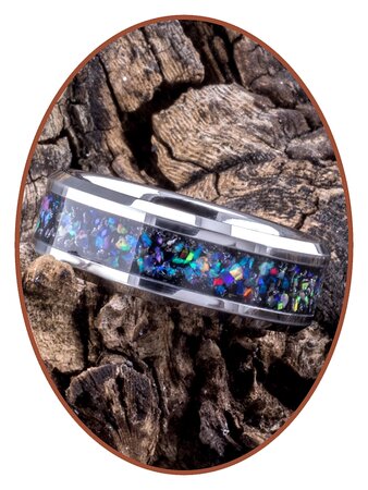 Tungsten Carbide oder Black Ceramic Opal Asche Ring - OP401