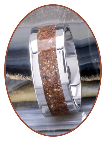 JB Memorials Edelstahl Design Unisex Asche Ring 'Petrified Wood' 6/8mm wide - CRA025