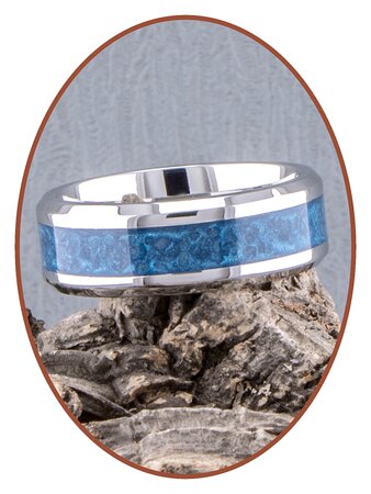 JB Memorials Edelstahl Design Unisex Asche Ring 'Sky Blue Glow' 6/8mm breit- CRA013