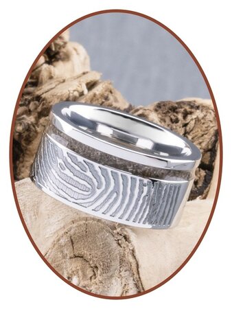 JB Memorials Silber Chrome Design Damen Fingerabdruck Asche Ring - RB046DV