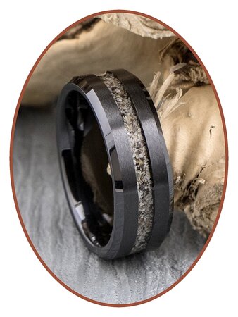 Tungsten Carbide Wolfram 'Satin Black' Design  Asche Ring - RB048TB