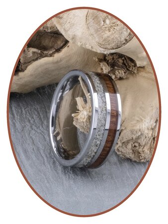 JB Memorials Naturline Holz / Wolfram Asche Ring - WR005