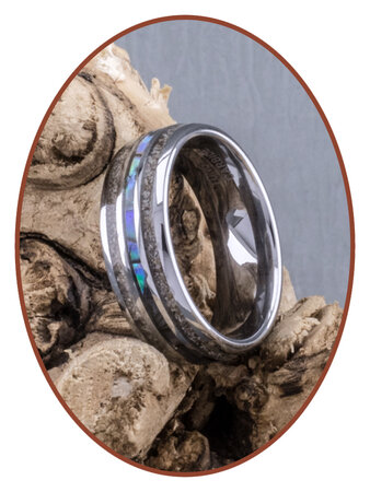 JB Memorials Naturline Abalone Shell Wolfram Duo Asche Ring - WR007