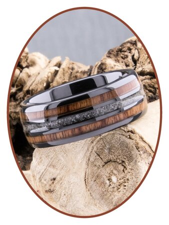 JB Memorials Naturline Holz Black Ceramic Zirconium Asche Ring - WR013A