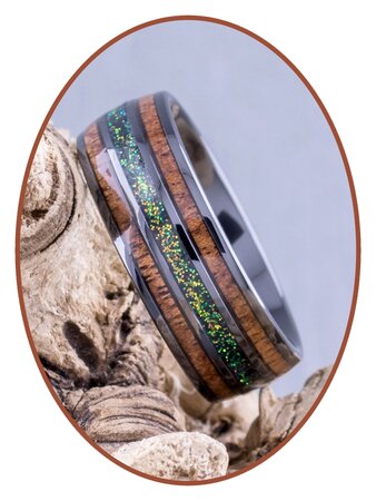 JB Memorials Naturline Holz Black Ceramic Zirconium Asche Ring - WR013A