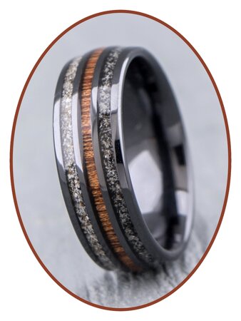 JB Memorials Naturline Ceramic / Wood Duo Asche Ring - WR015