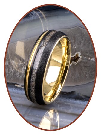 Tungsten Carbide Design Gold Farbe / Schwarz Asche Ring 6mm - WR016D