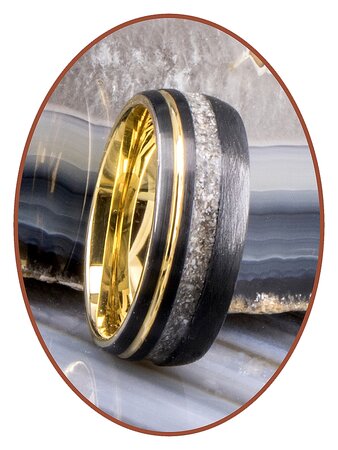 Tungsten Carbide Design Gold Farbe / Schwarz Asche Ring 8mm - WR016H