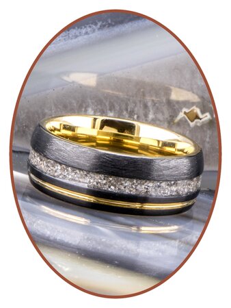 Tungsten Carbide Design Gold Farbe / Schwarz Asche Ring 8mm - WR016H