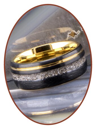 Tungsten Carbide Design Gold Farbe / Schwarz Asche Ring 8mm - WR016H