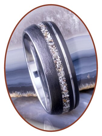 Tungsten Carbide Design Silber / Schwarz Asche Ring 6mm - WR017D