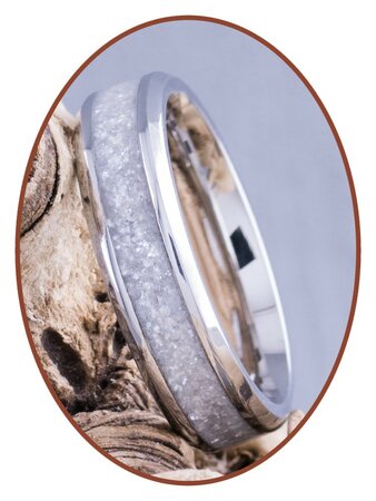 Farbiger Asche Gedenk Ring - 'Silver White' - 6 oder 8mm breit - CRA004SW-4M2B