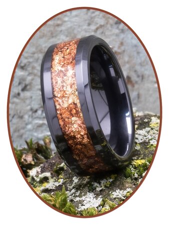 Ceramic Zirconium Heavenly Multi Metallic Asche Gedenk Ring 8mm - JRB141HT