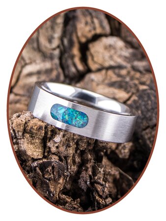 JB Memorials Edelstahl Design Opal Asche Ring - RB044O