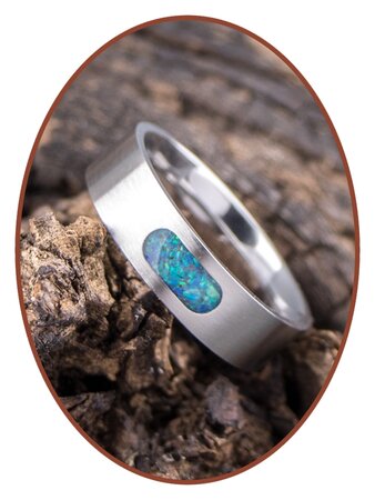 JB Memorials Edelstahl Design Opal Asche Ring - RB044O