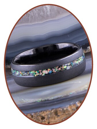 JB Memorials Tungsten Carbide Wolfram Opal  Asche Ring - RB048QO