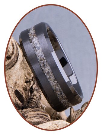 Tungsten Carbide Wolfram 'Satin Black' Design  Asche Ring - RB048TB