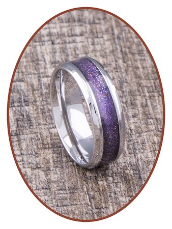 JB Memorials Edelstahl Design Unisex Asche Ring 'Bright Violet' - CRA010