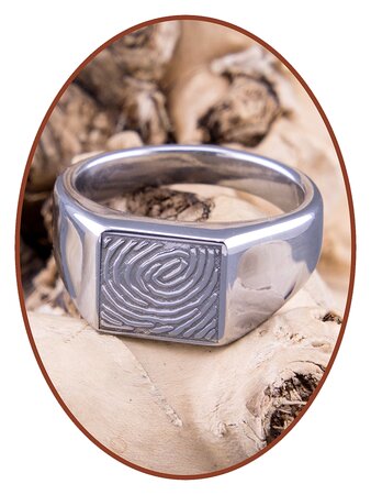 Edelstahl Design (Fingerabdruck) Herren Asche Ring - ZRA002