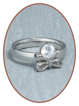 Edelstahl Zirkonia Design Damen Asche Ring - RB090