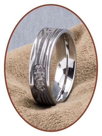 JB Memorials Edelstahl Asche Ring mit Damaskus Muster - RB044DAM