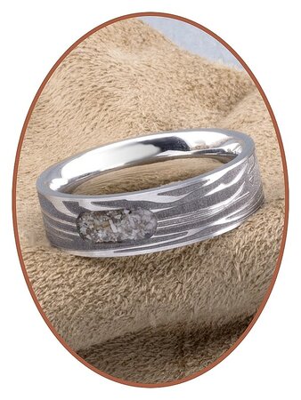 JB Memorials Edelstahl Asche Ring mit Damaskus Muster - RB044DAM