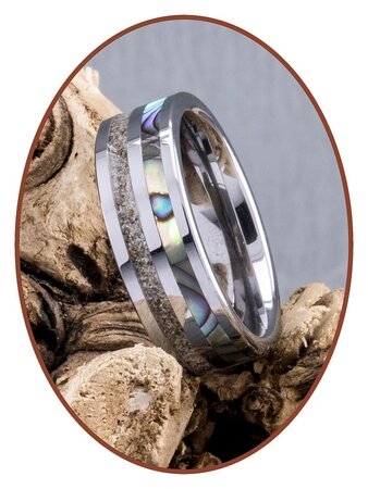 JB Memorials Naturline Abalone Shell Wolfram Asche Ring - WR008